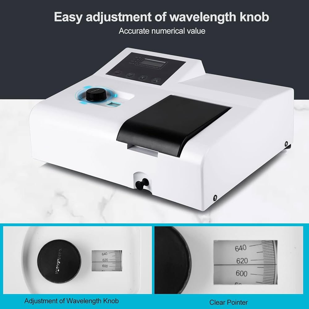 ortable Spectrophotometer 721, LDC Digital Lab Visible Spectrophotometer 350-1020nm Lamp, 6nm Tungsten Lamp Laboratory Analytical Equipment Spectrometer