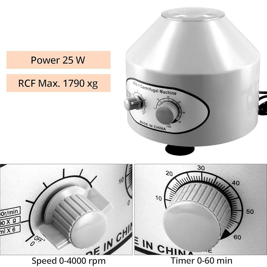 QWORK® Compact Lab Centrifuge 20 ml x 6 Tubes - with 60min Timer and 4000rpm