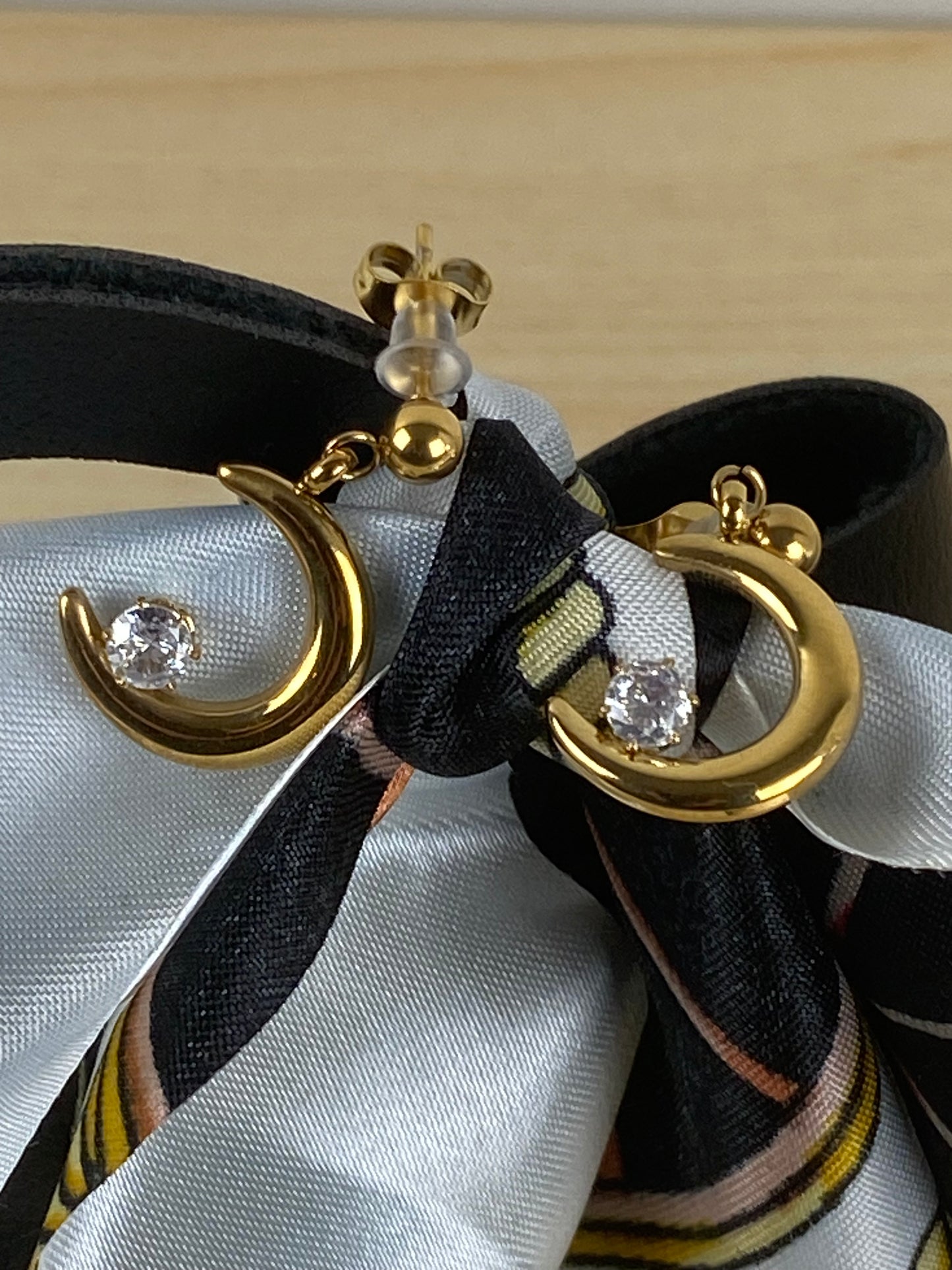 Earrings gold plated, cubic z, 89612