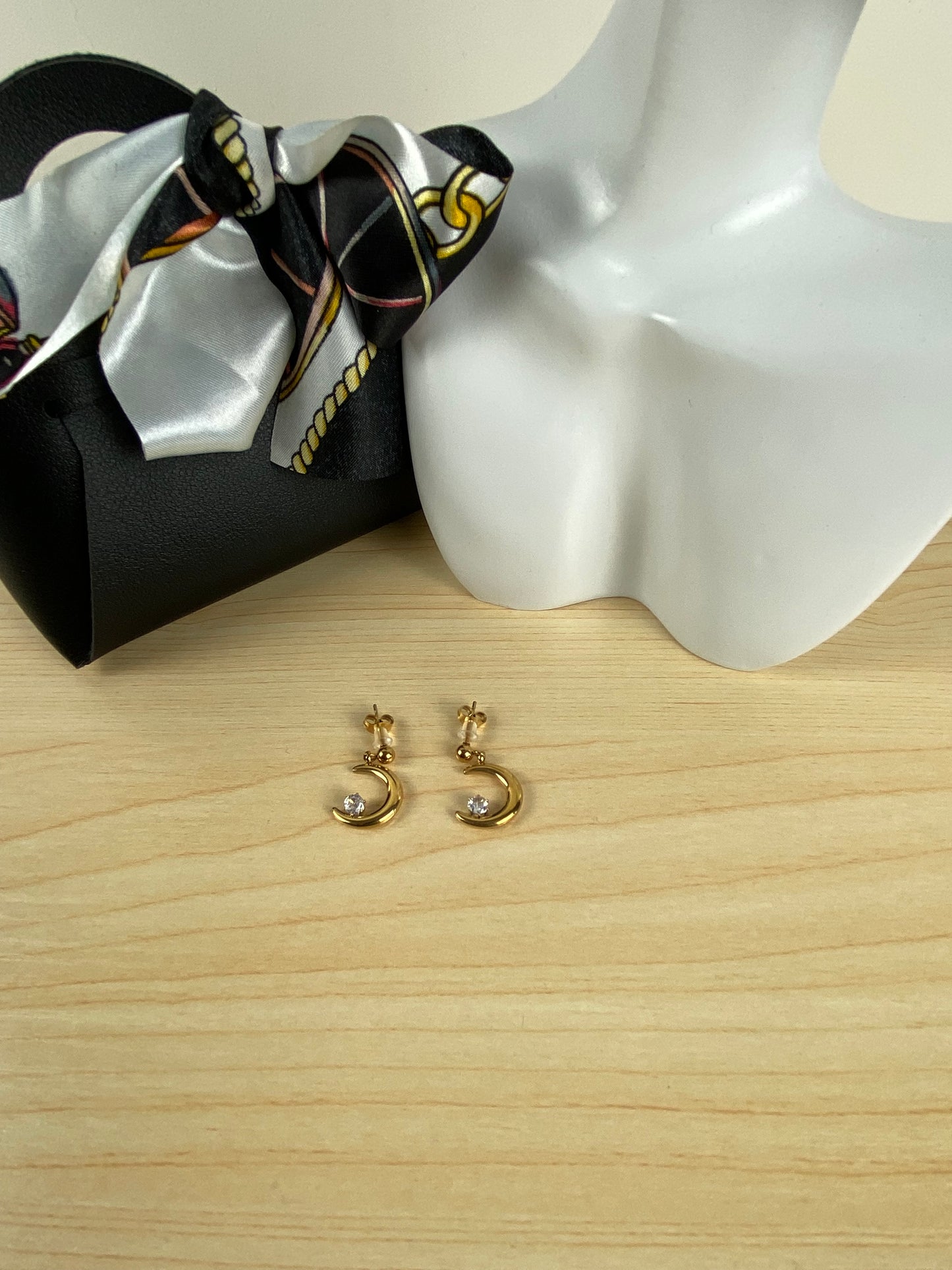 Earrings gold plated, cubic z, 89612