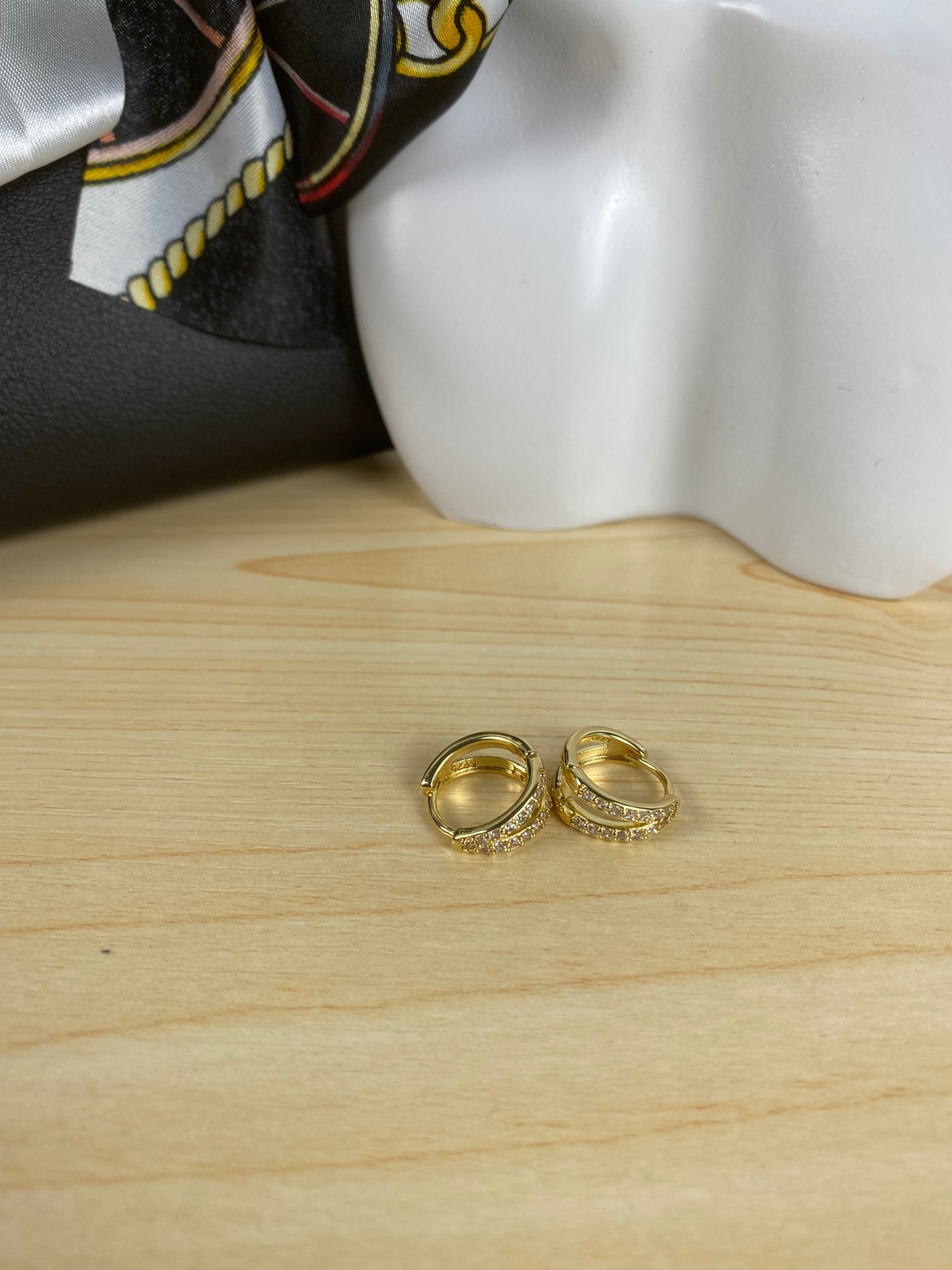 Earrings gold plated, cubic z, 89984