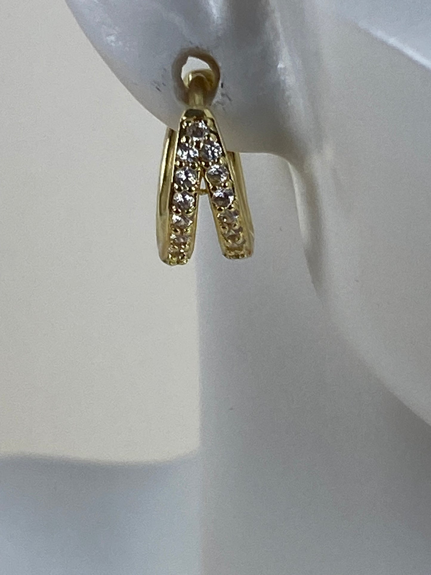 Earrings gold plated, cubic z, 89984