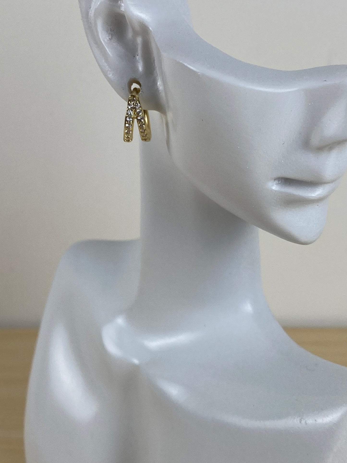 Earrings gold plated, cubic z, 89984