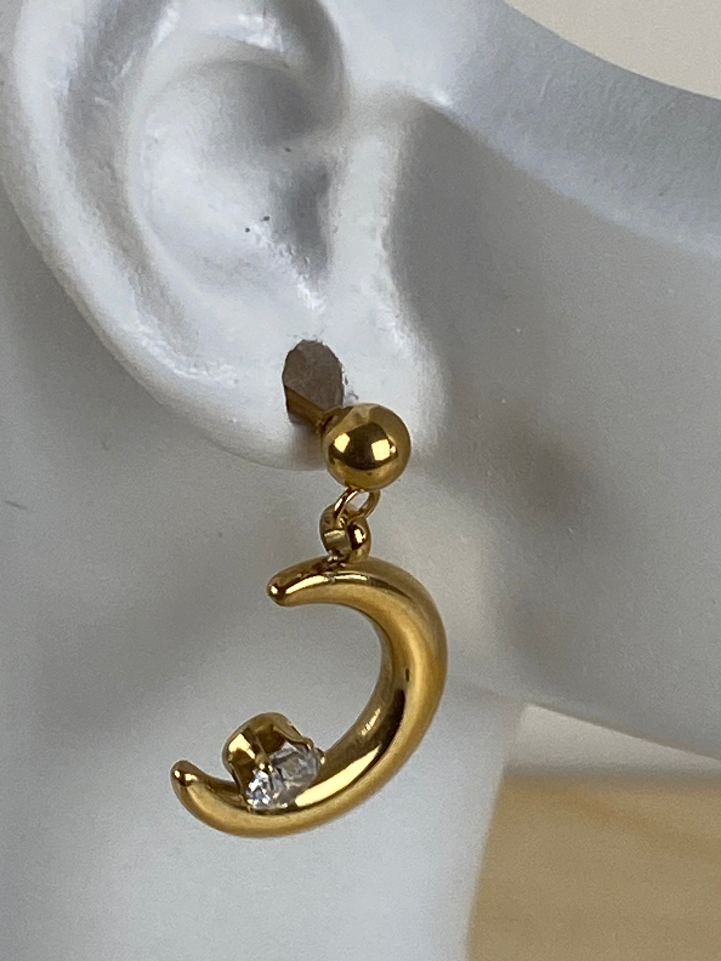 Earrings gold plated, cubic z, 89612