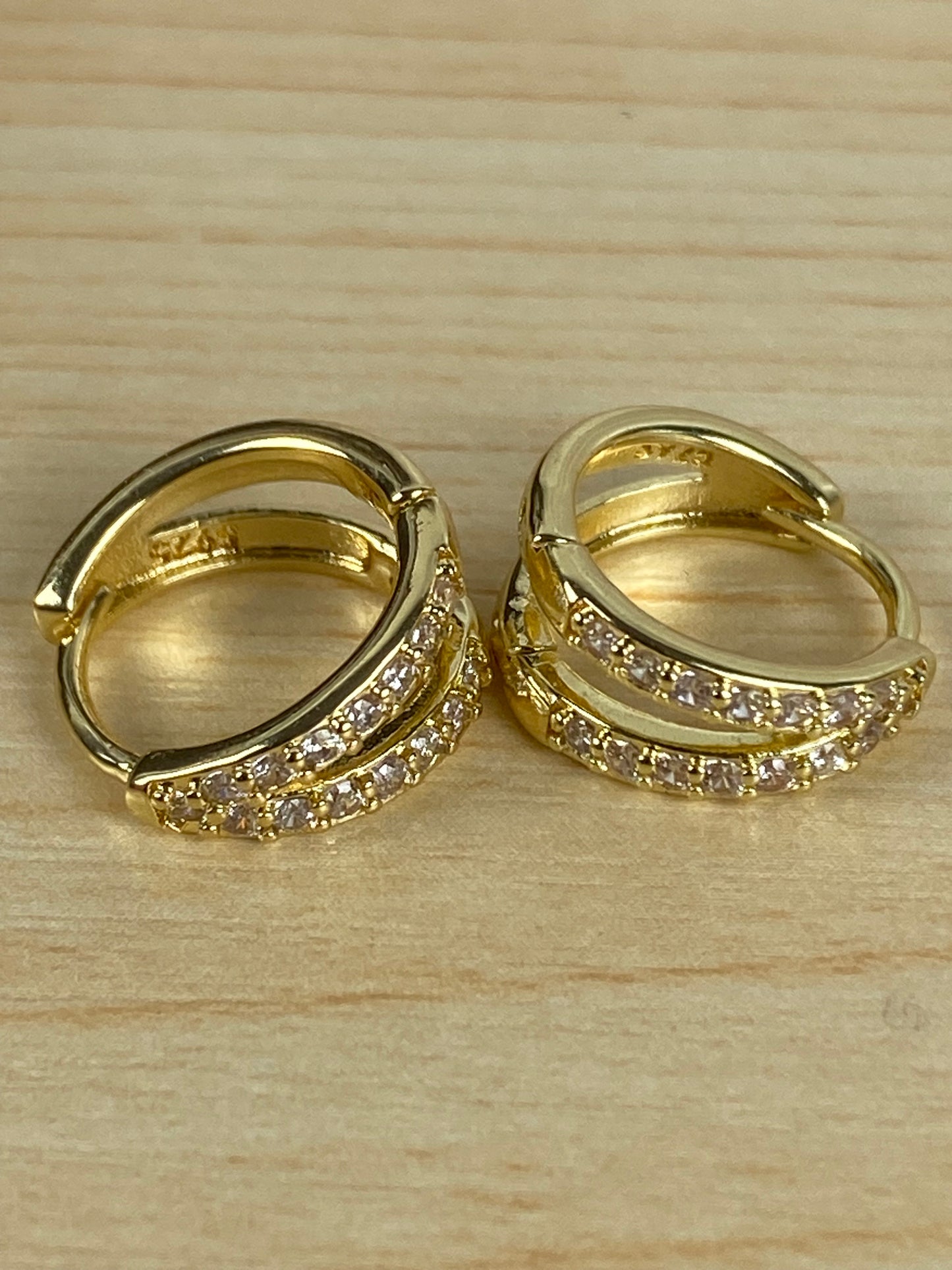 Earrings gold plated, cubic z, 89984