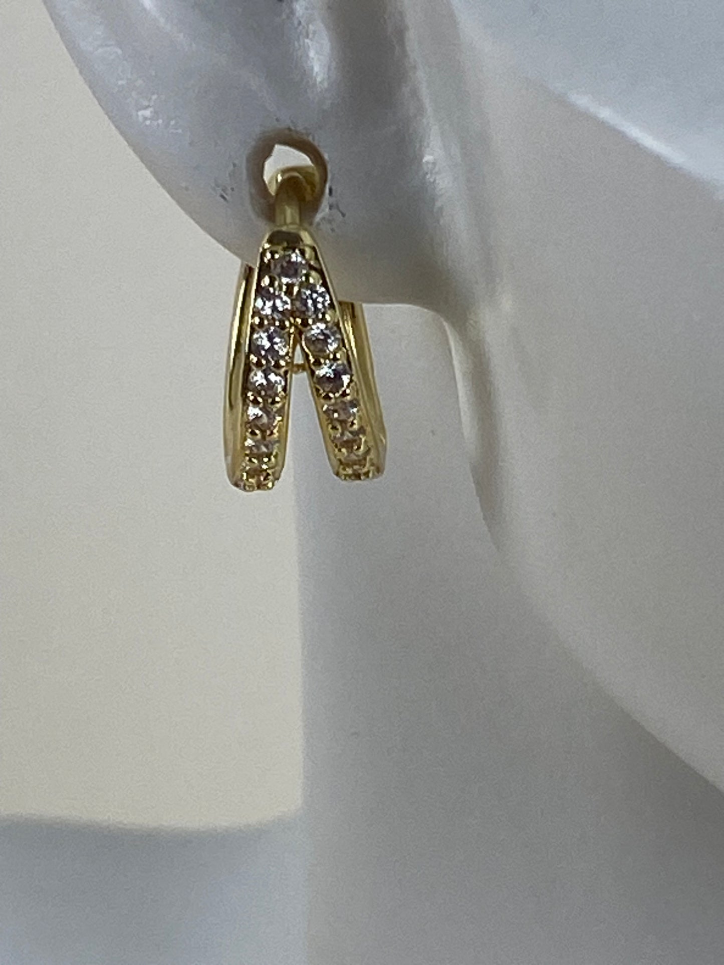 Earrings gold plated, cubic z, 89984