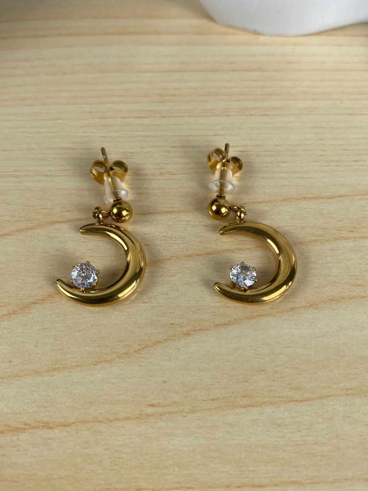 Earrings gold plated, cubic z, 89612