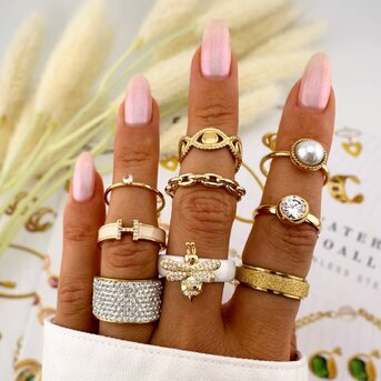 Wide gold zirconia ring 88133