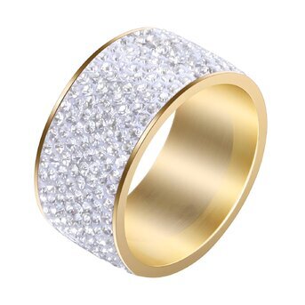 Wide gold zirconia ring 88133