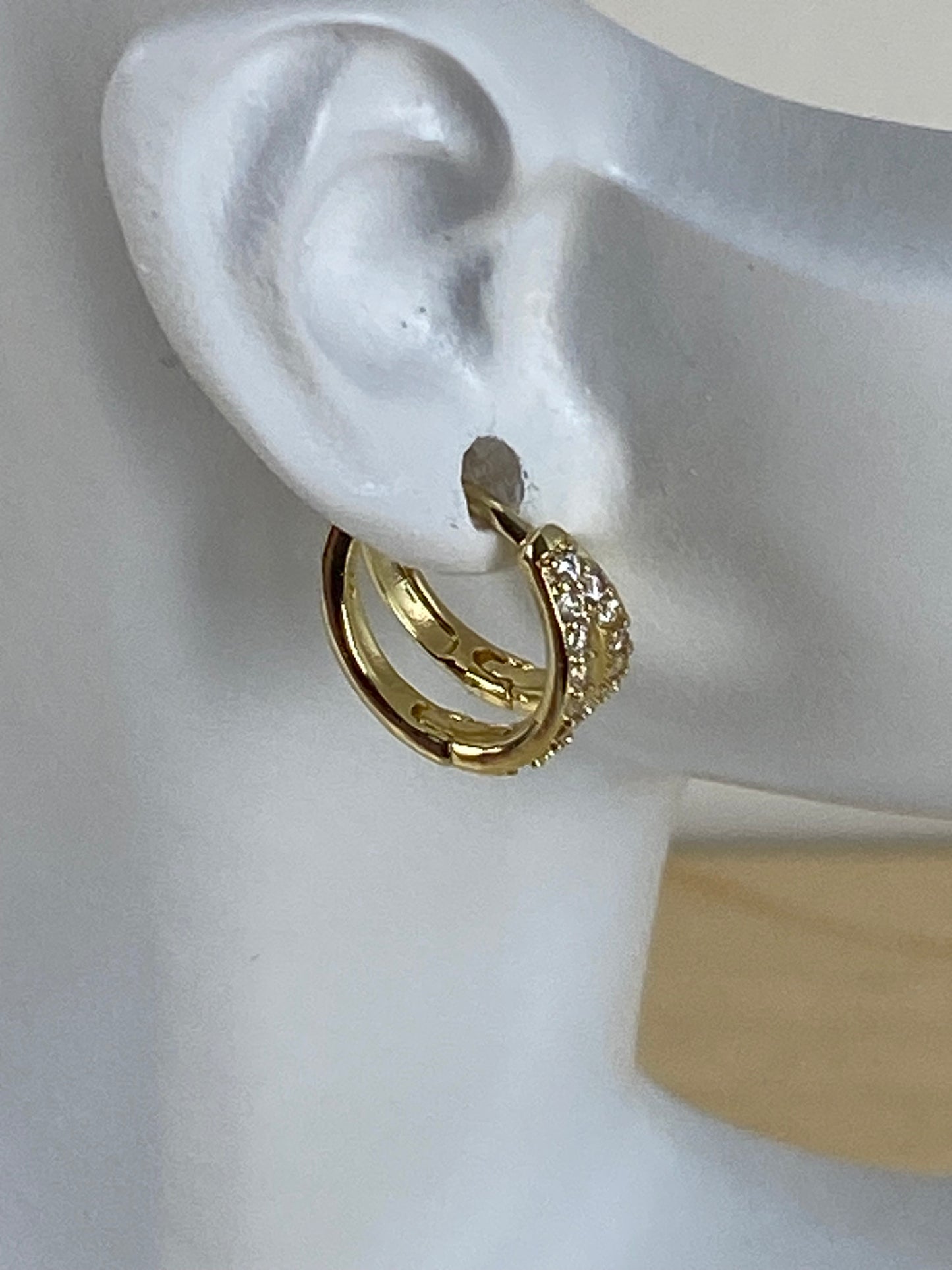 Earrings gold plated, cubic z, 89984