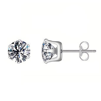 Stainless steel solitaire earring 88015