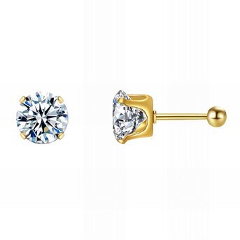 Gold zirconia solitaire earring 89947