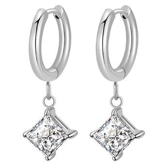 Hoop earring pendant zirconia stainless steel 89989