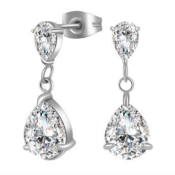 Stainless steel pendant earring with zirconia 90026