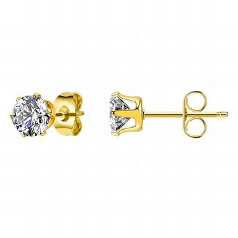 Gold solitaire zirconia earring 88016