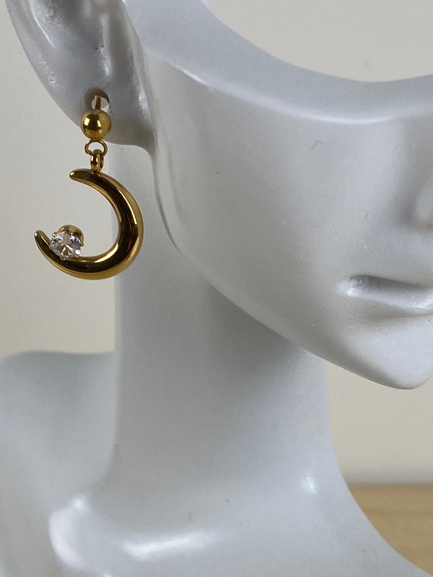 Earrings gold plated, cubic z, 89612