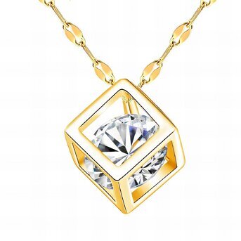 Gargantilha cubo com zirconia gold 87964