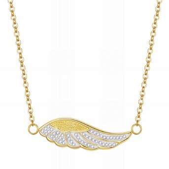 Gold zirconia wing pendant necklace 89971