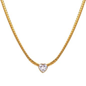 Soiltario braided necklace with heart and zirconia gold 87844