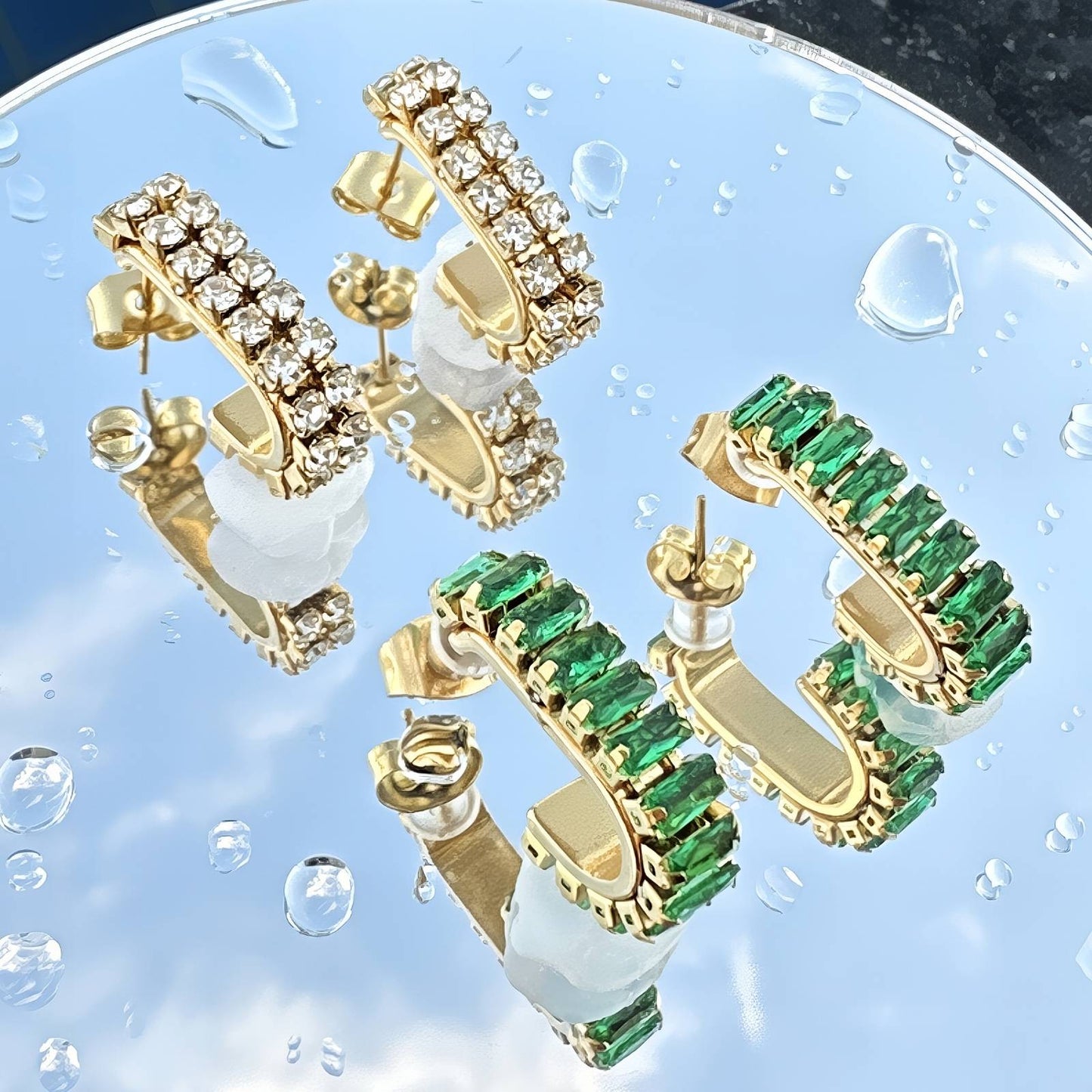 Brinco zirconia verde gold 89180